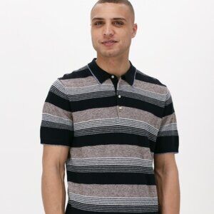 Scotch & Soda Men's Knit Structured Linen Blend Striped Polo Neutral Size‎ XL